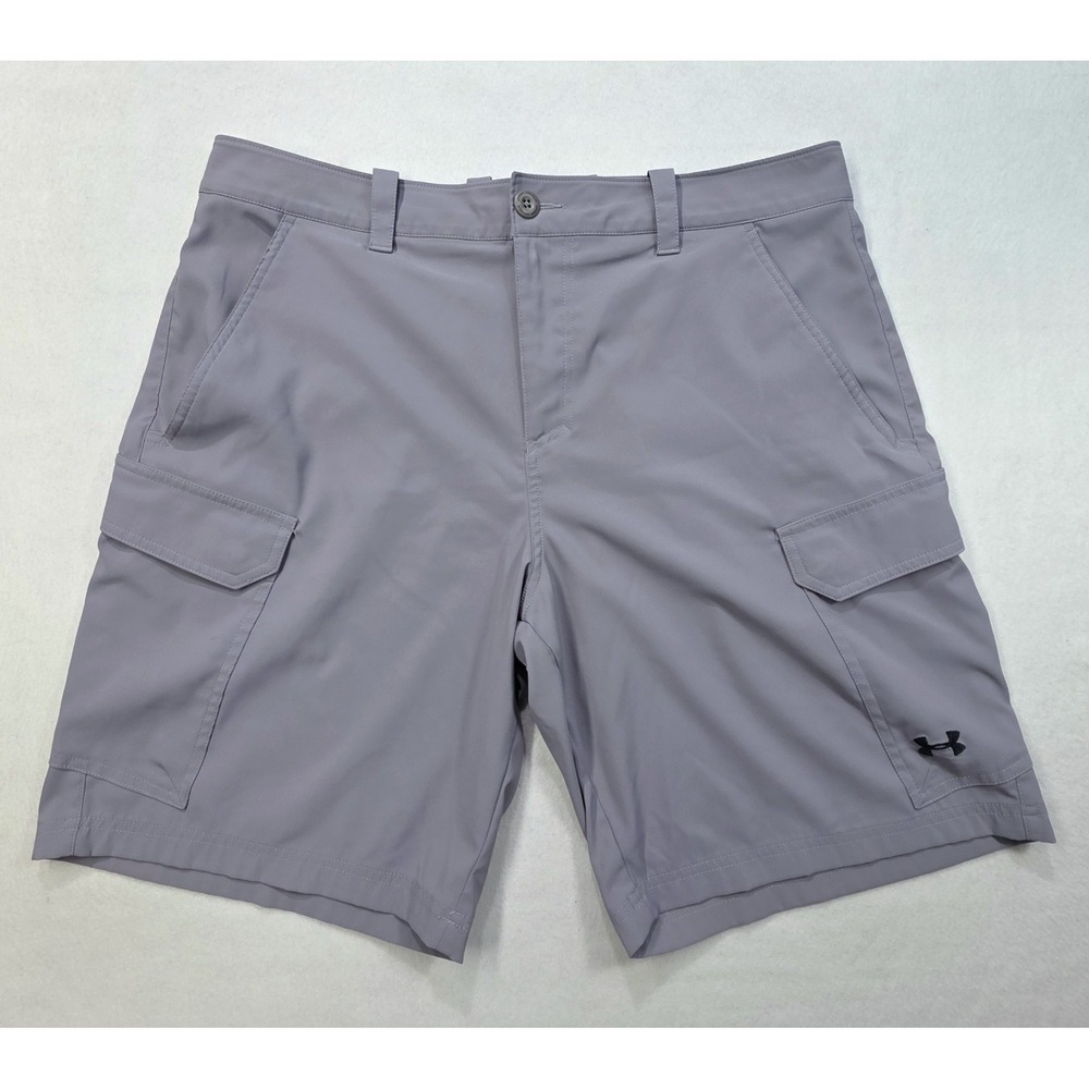 Under Armour Cargo Shorts Mens 38 Gray Fishing Hiking Stretch Peformance